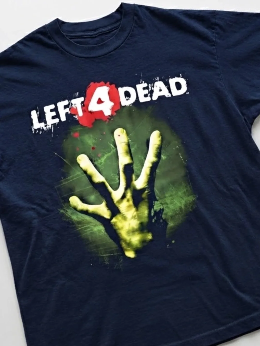 Navy Left 4 Dead Graphic Tee with Yellow-Green Hand